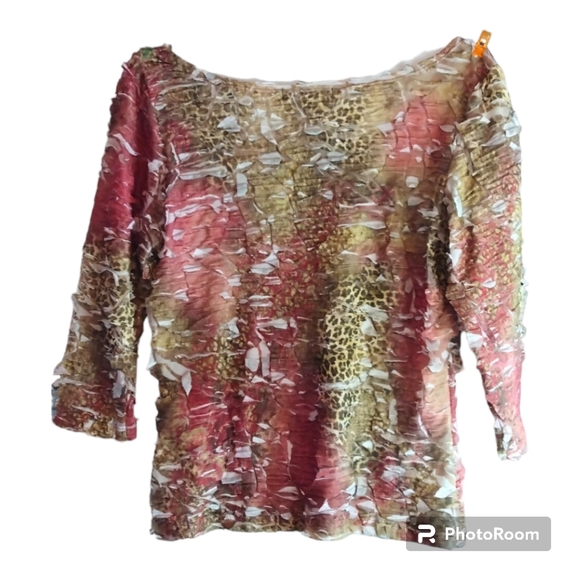 Karen Kane top, 3/4 sleeve, olive and rusty colors, XL - Picture 5 of 6